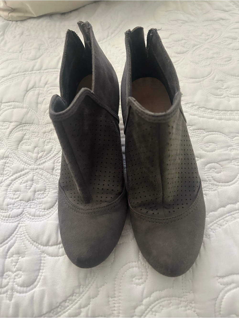 Report Women’s Suede Perforated Ankle Booties - Gray